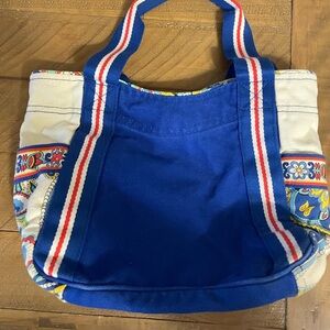 Vera Bradley Blue and Cream Tote with Red Accents